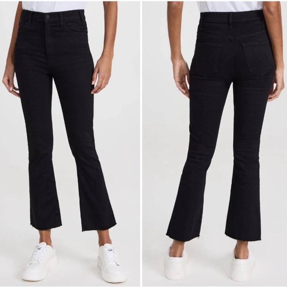 Mother Hustler Ankle Fray Not Guilty Black Cropped Flare Size 29 Denim
